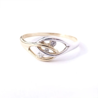 Zlatý lesklý prsten, Au 14K 585/1000, váha 2,27 g