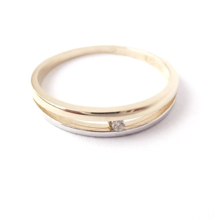 Zlatý prsten se zirkonem, Au 14K 585/1000, váha 1,55 g
