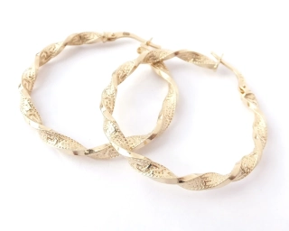 Zlaté náušnice kruhy, Au 14K 585/1000, váha 3,12 g