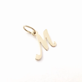 Zlatý přívěsek písmeno M, Au 14K 585/1000, váha 0,26 g, použité zlato