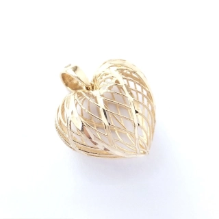 Zlatý přívěsek srdce, Au 14K 585/1000, váha 1,09 g