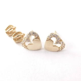 Zlaté náušnice srdíčka, Au 14K 585/1000, váha 1,12 g