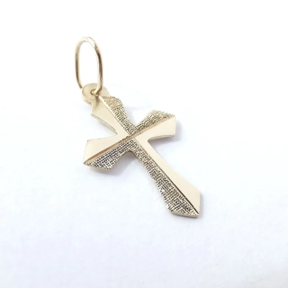 Zlatý přívěsek kříž, 14K 585/1000, váha 0,45 g, použité zlato