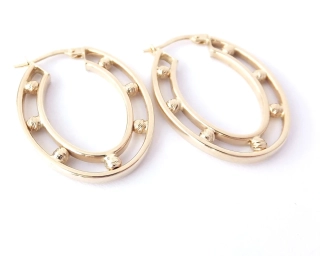 Zlaté náušnice, Au 14K 585/1000, váha 3,06 g