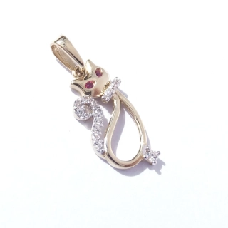 Zlatý přívěsek kočka, Au 14K 585/1000, váha 0,66 g