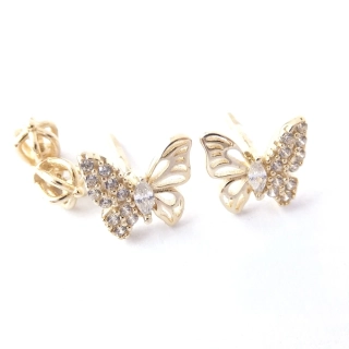 Zlaté náušnice motýlci, Au 14K 585/1000, váha 1,38 g