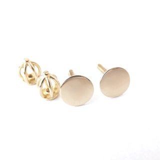 Zlaté lesklé náušnice, Au 14K 585/1000, váha 2x 0,43 g, použité zlato