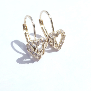 Zlaté náušnice srdíčka, Au 14K 585/1000, váha 1,48 g