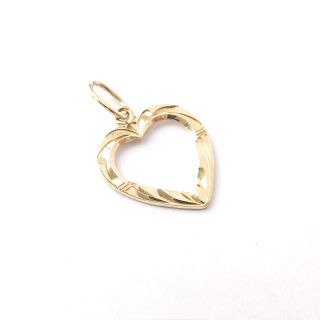 Zlatý přívěsek srdce, Au 14K 585/1000, váha 0,42 g, použité zlato