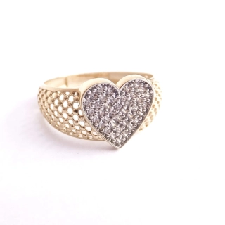 Zlatý prsten srdce, Au 14K 585/1000, váha 1,83 g