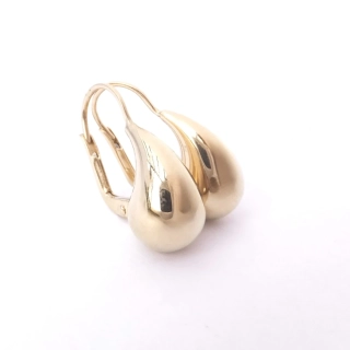 Zlaté lesklé náušnice kapky, Au 14K 585/1000, váha 2,38 g
