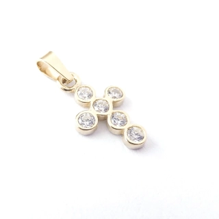 Zlatý přívěsek kříž, Au 14K 585/1000, váha 0,64 g, použité zlato