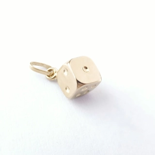 Zlatý přívěsek kostka, Au 14K 585/1000, váha 0,48 g, použité zlato