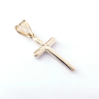 Zlatý přívěsek kříž, Au 14K 585/1000, váha 0,47 g, použité zlato