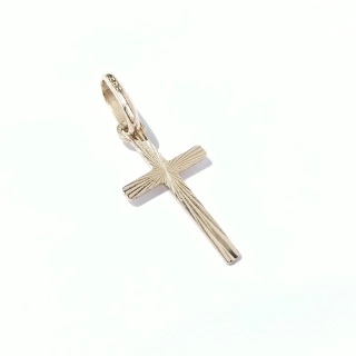 Zlatý přívěsek kříž, Au 14K 585/1000, váha 0,28 g, použité zlato