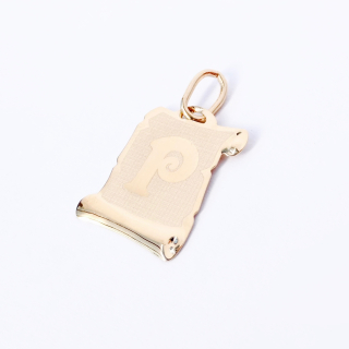 Zlatý přívěšek listina s písmenem P, 14K 585/1000, váha 0,49 g