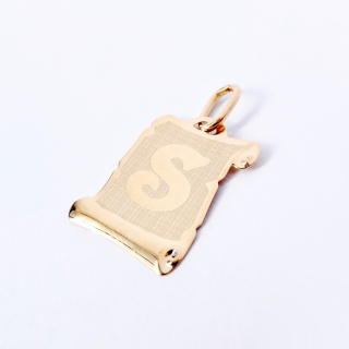 Zlatý přívěšek listina s písmenem S, Au 14K 585/1000, váha 0,49 g