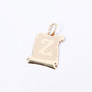 Zlatý přívěšek listina s písmenem Z, 14K 585/1000, váha 0,49 g