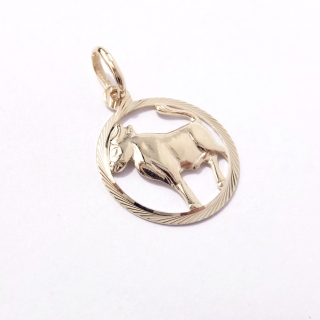 Zlatý přívěsek znamení Býk, 14K 585/1000, váha 0,74 g