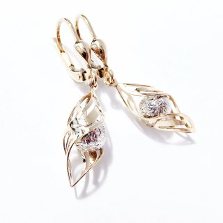 Zlaté visací náušnice, Au 14K 585/1000, váha 2,47 g