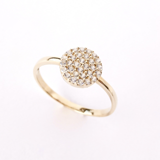 Zlatý prsten se zirkony, 14K 585/1000, váha 1,74 g