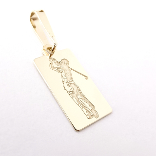 Zlatý přívěsek golfista, 14K 585/1000, váha 0,64 g