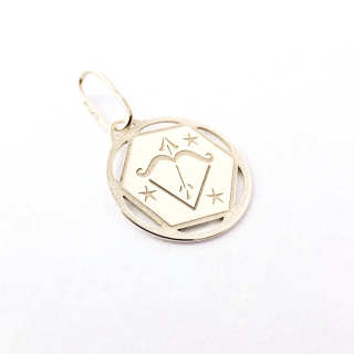 Zlatý přívěsek znamení Střelec, Au 14K 585/1000, váha 0,34 g