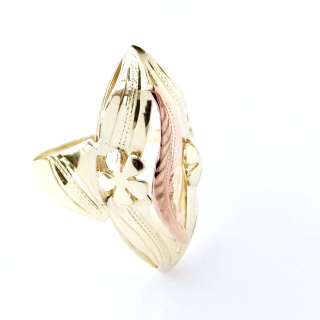 Zlatý lesklý prsten, Au 14K 585/1000, váha 4,66 g