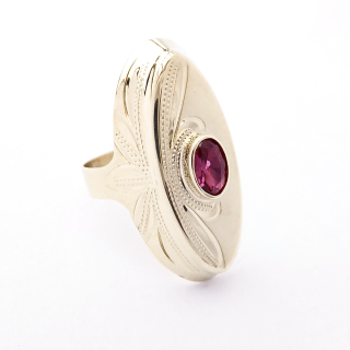 Zlatý lesklý prsten, 14K 585/1000, váha 3,32 g