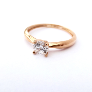 Zlatý prsten se zirkonem, Au 14K 585/1000, váha 1,33 g