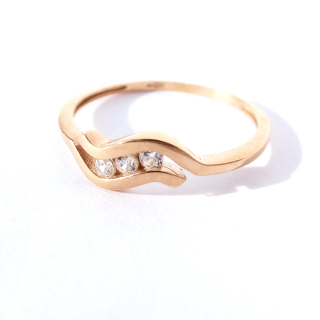 Zlatý prsten se zirkony, Au 14K 585/1000, váha 1,35 g