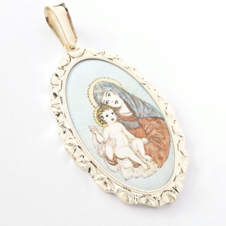 Zlatý přívěsek s Madonkou, Au 14K 585/1000, celková váha 15,05 g