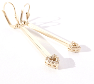 Zlaté visací náušnice, Au 14K 585/1000, váha 2,85 g