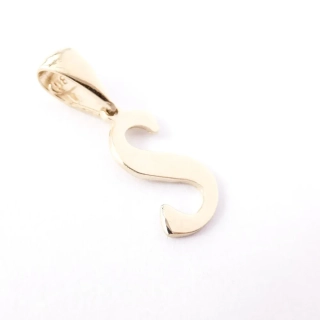 Zlatý přívěsek písmeno S, Au 14K 585/1000, váha 0,49 g
