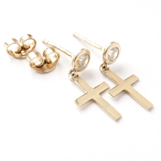 Zlaté visací náušnice, 14K 585/1000, váha 1,47 g, použité zlato