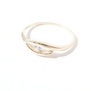 Zlatý prsten se zirkonem, Au 14K 585/1000, váha 1,20 g
