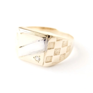 Zlatý pánský prsten, Au 14K 585/1000, váha 4,42 g